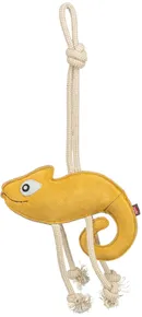 Chamelion - chameleon na laně, 45 cm, hračka pro psy, 100% pravá kůže/lano, žlutá